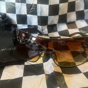 Christian Dior Shield Sunglasses F993 Brown Gradient Oversized CD Logo